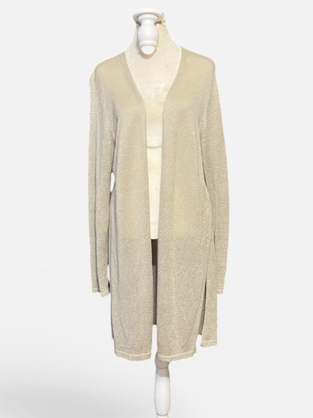 J. Jill Linen/Viscose Open Front Cardigan in Oatmeal Size Medium